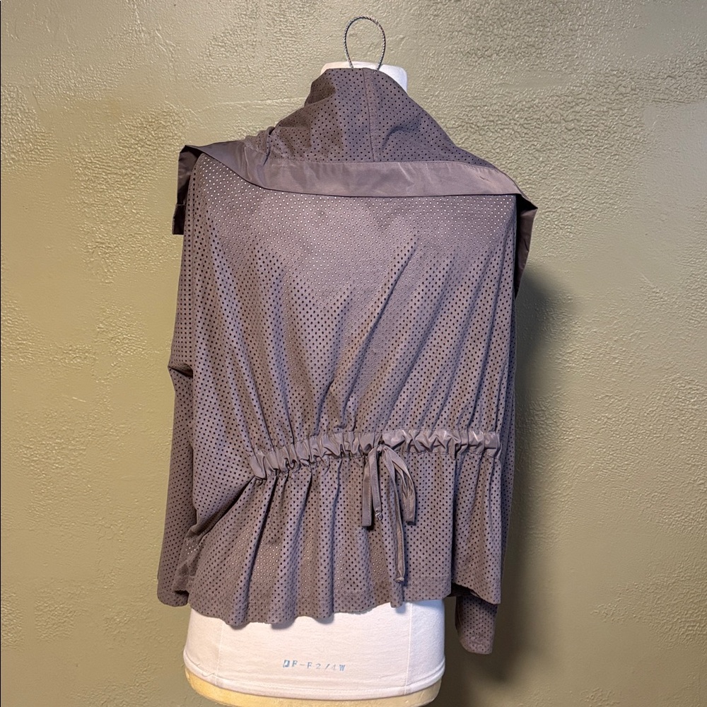 Gray Ruffled Open Front Cardigan - Picture 5 of 10